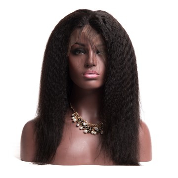 Remy Hair 360 Lace Frontal Kinky Straight 100% Human Hair 