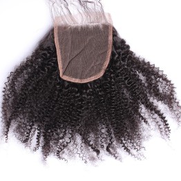 Remy Hair Lace Closure Afro Kinky Curly 100% Human Hair 