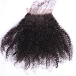 Remy Hair Lace Closure Afro Kinky Curly 100% Human Hair 