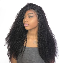 Lace Front Wig Kinky Curly Remy Human Hair Pre-Plucked Wigs