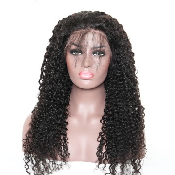 Full Lace Wig Kinky Curly Remy Human Hair Pre-Plucked Wigs
