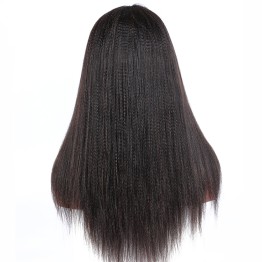 Lace Front Wig Kinky Straight Remy Human Hair Pre-Plucked Wigs