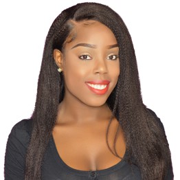 Lace Front Wig Kinky Straight Remy Human Hair Pre-Plucked Wigs